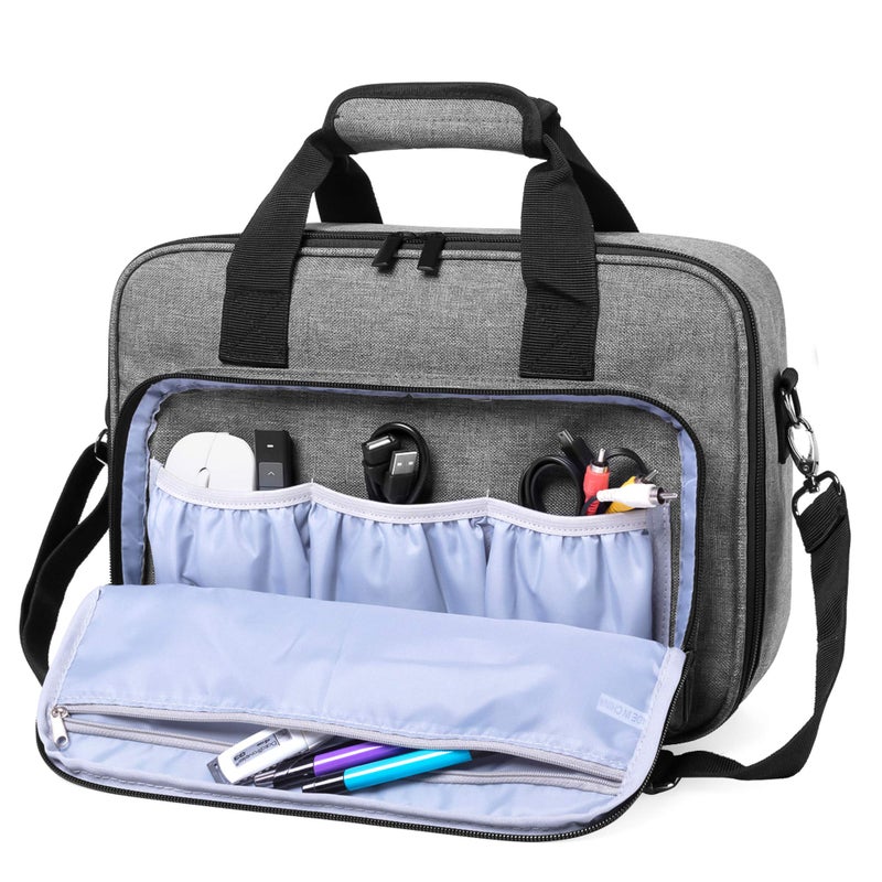 LUXJA Projector Case, Projector Bag with Protective Laptop Sleeve, Projector Carrying Case with Accessories Pockets, Large(16 x 11.5 x 5.75 Inches), Gray - Image 2